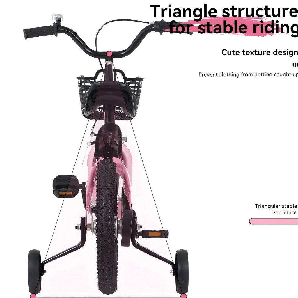 Baprem Girls' Bicycle, 18 Inch, Pink - Single Speed