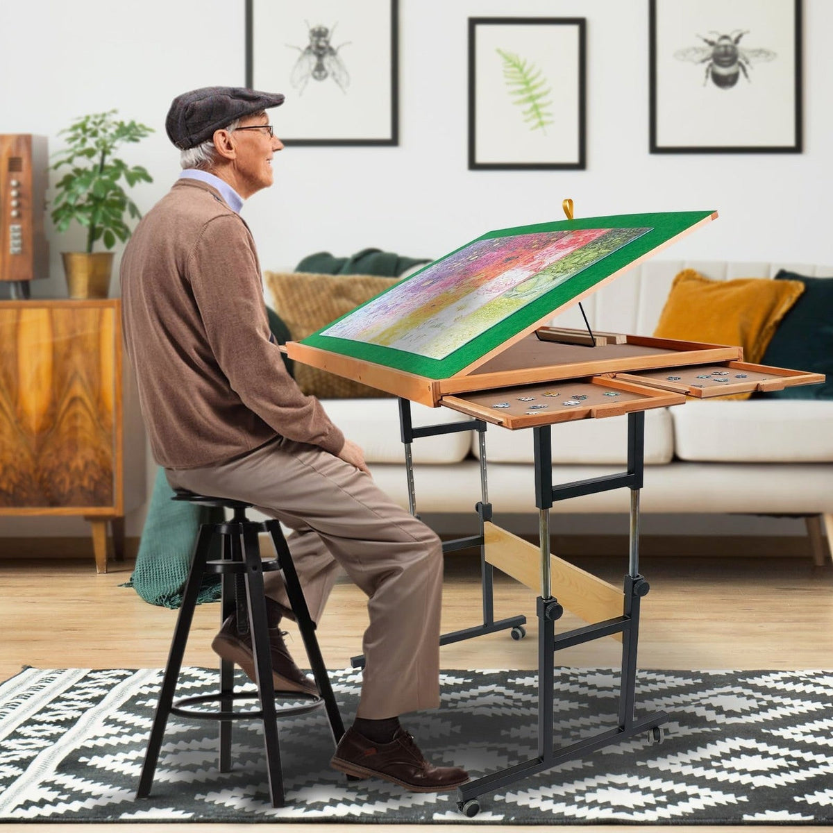 ALL4JIG Adjustable Tilting Puzzle Table With 4 Drawers And Cover - 3 Angles