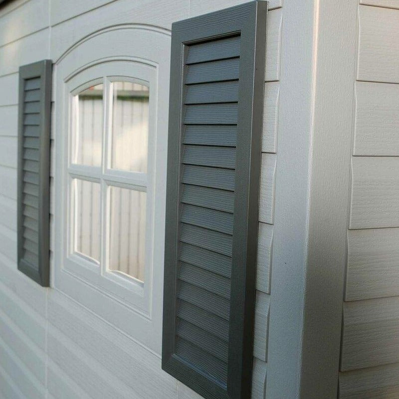 Lifetime Plastic Storage Shed, Side Entry, 15 ft. W x 8 ft. D, Gray/Beige - 6446