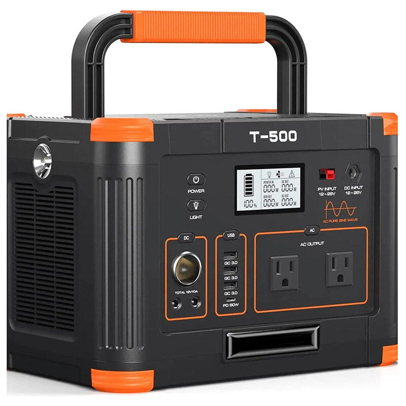 Portable Power Station 500W Peak 1000W 519Wh - T-500
