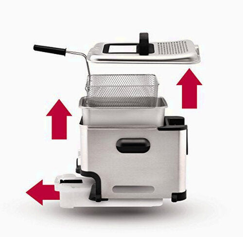 T-Fal Ultimate Steel Deep Fryer With Basket, 3.5 Liter Oil And 2.6 Pound Food Capacity - EZ Clean Pro