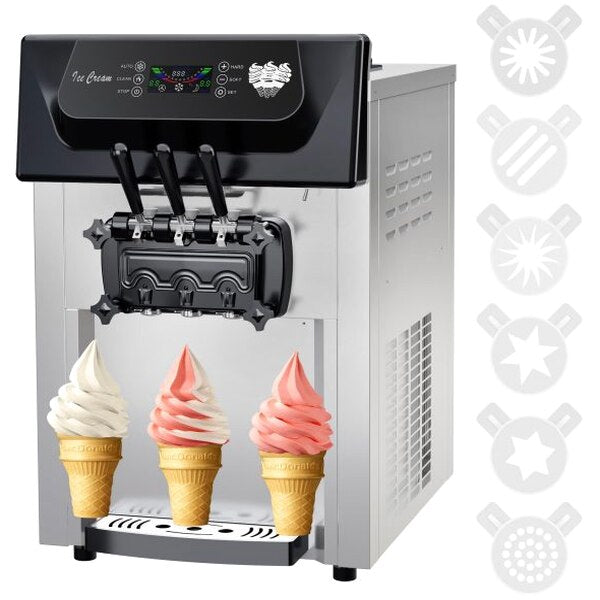 Commercial 3-Flavor Soft Serve Ice Cream Machine, 2200W, 5.3-7.4 Gal/Hr - ICE_CREAM_MAKER