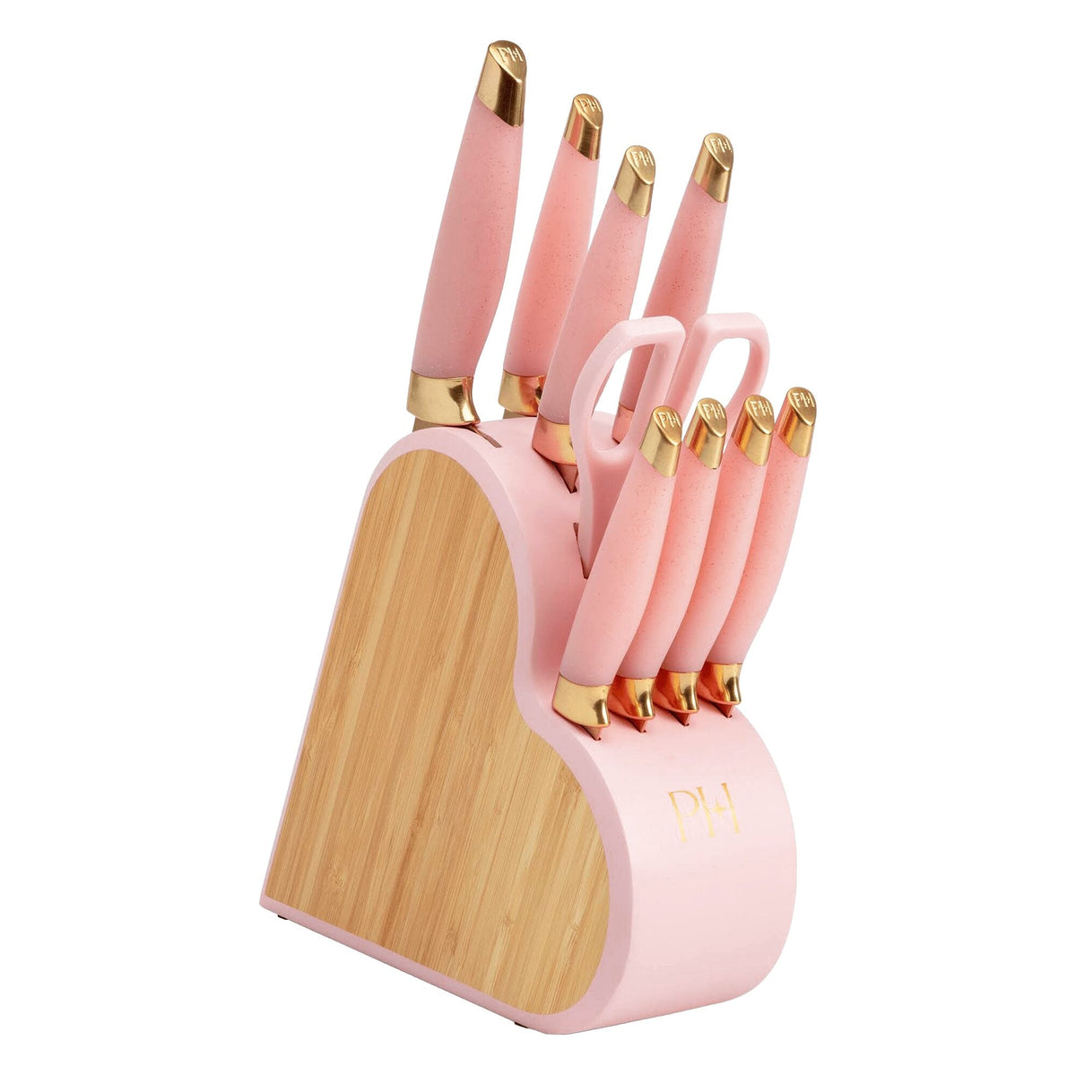 Paris Hilton 10-Piece Heart Stainless Steel Knife Block Set, Pink