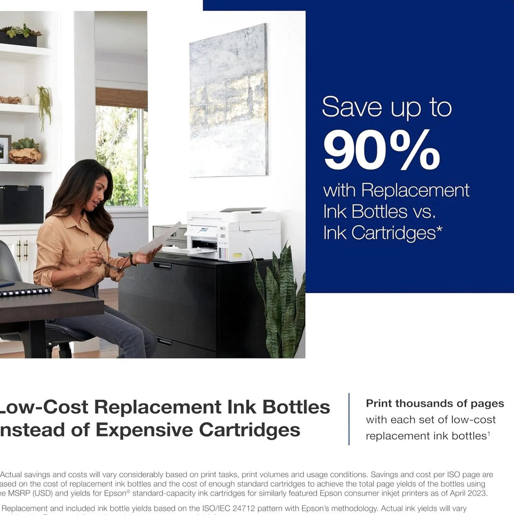 Epson EcoTank Wireless All-in-One Inkjet Printer, Scanner, Copier, Fax, ADF, Ethernet, White - ET-4800 C11CJ65201
