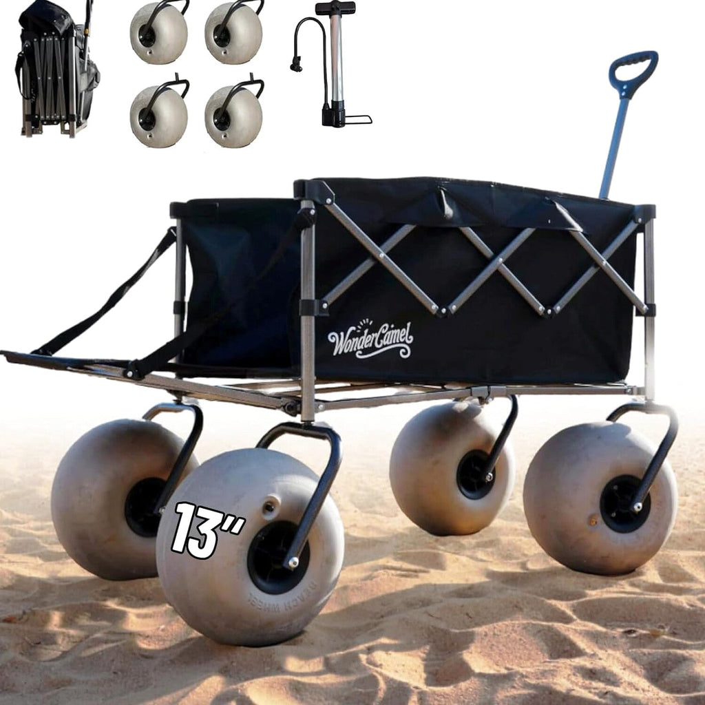 WONDERCAMEL Collapsible Beach Wagon With 13in Balloon Wheels, 185L