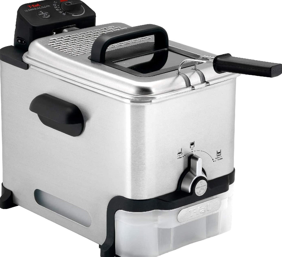 T-Fal Ultimate Steel Deep Fryer With Basket, 3.5 Liter Oil And 2.6 Pound Food Capacity - EZ Clean Pro