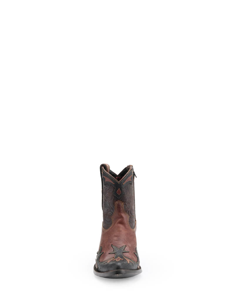 Women's Cowhide Cowgirl Booties - Cognac/Black - view 7