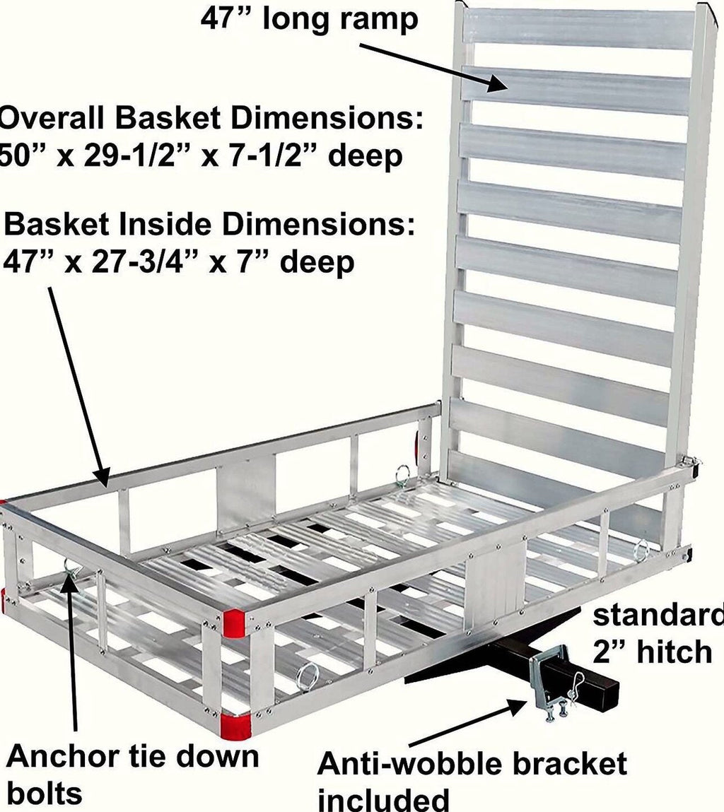 Aluminum Hitch Mount Cargo Carrier With 47 Inch Long Ramp, 1 Pack - 80779