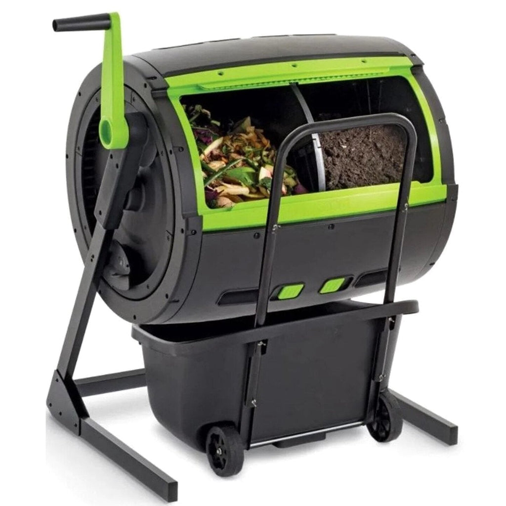 Maze 65-Gallon Compost Tumbler And 12-Gallon Cart Combo - Black