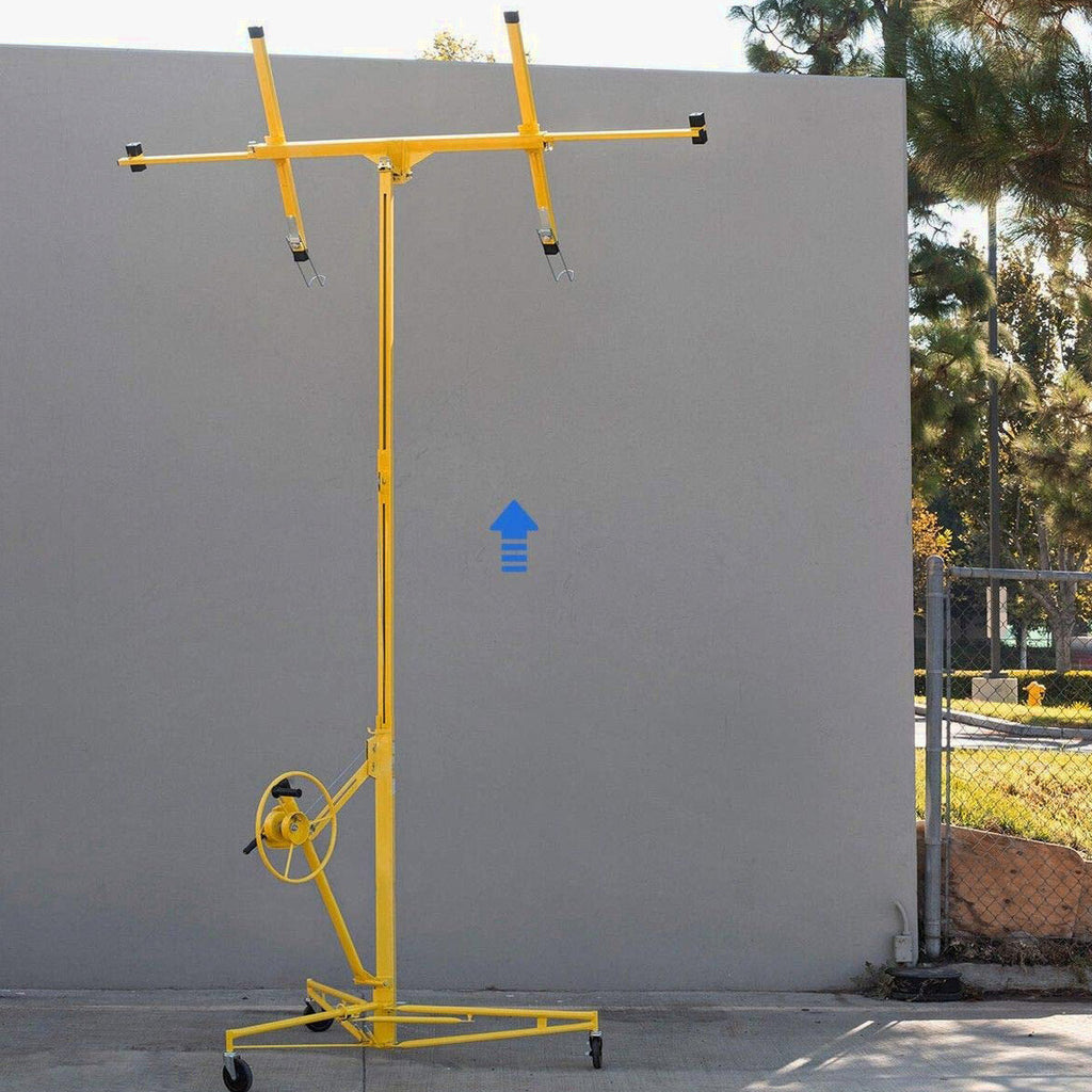 Stark USA Drywall Lift 11' Yellow Rolling Sheetrock Panel Hoist Jack - 65044