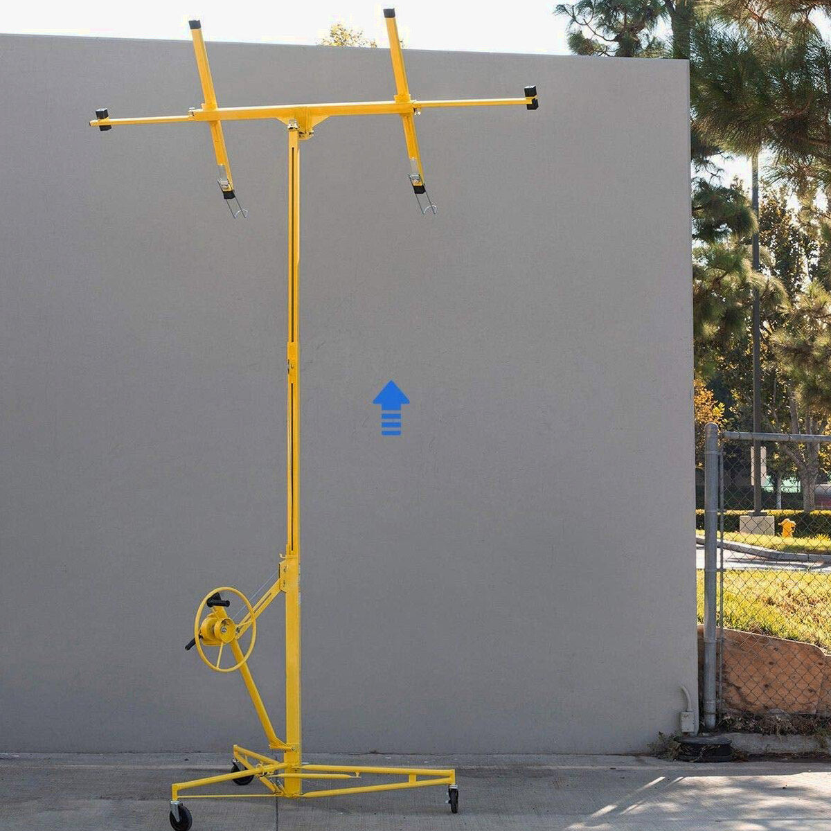 Stark USA Drywall Lift 11' Yellow Rolling Sheetrock Panel Hoist Jack - 65044
