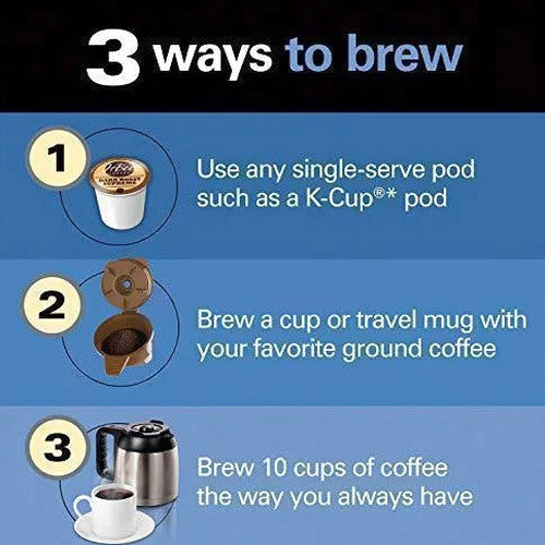 Hamilton Beach FlexBrew Thermal Coffee Maker, Single Serve And 10-Cup Full Pot, Black And Stainless - 49966