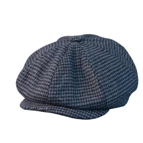 Dunois Houndstooth Wool Newsboy Cap