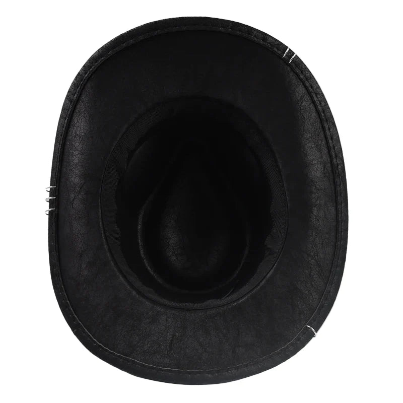 Fort Worth Feather Black Leather Cowboy Hat