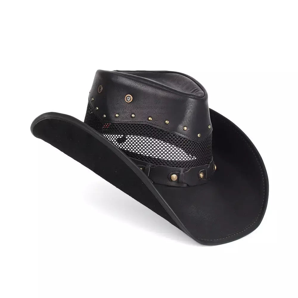 Ranch Mesh Genuine Leather Cowboy Hat