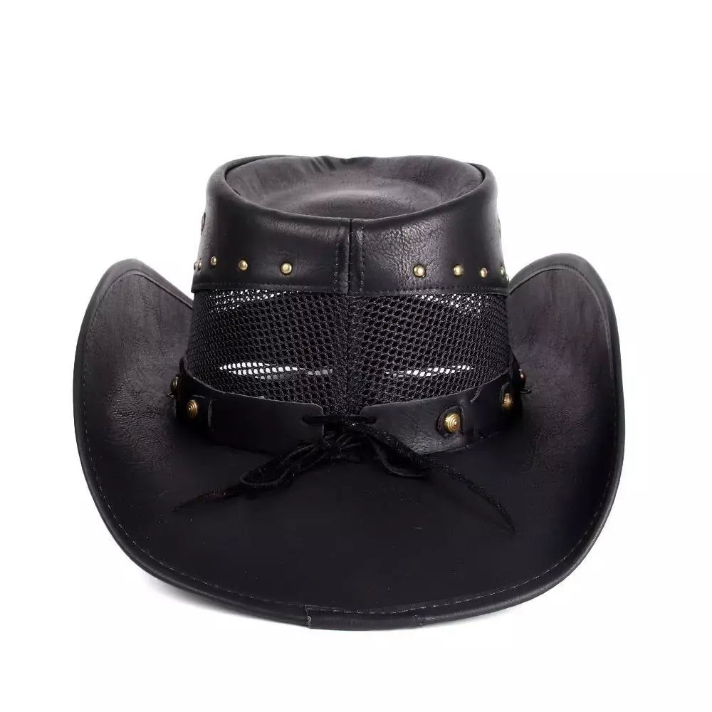 Ranch Mesh Genuine Leather Cowboy Hat