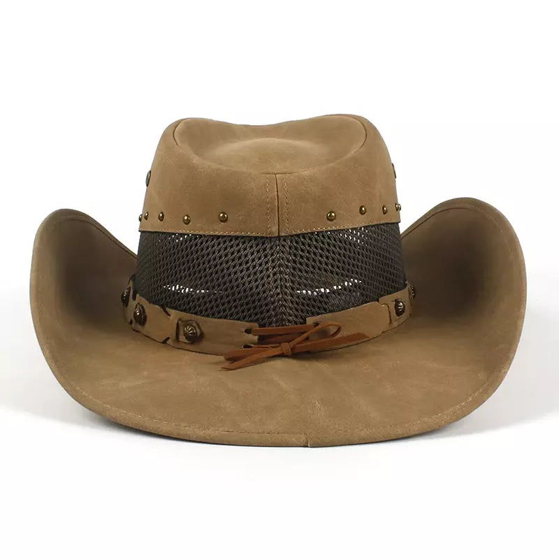 Ranch Mesh Genuine Leather Cowboy Hat