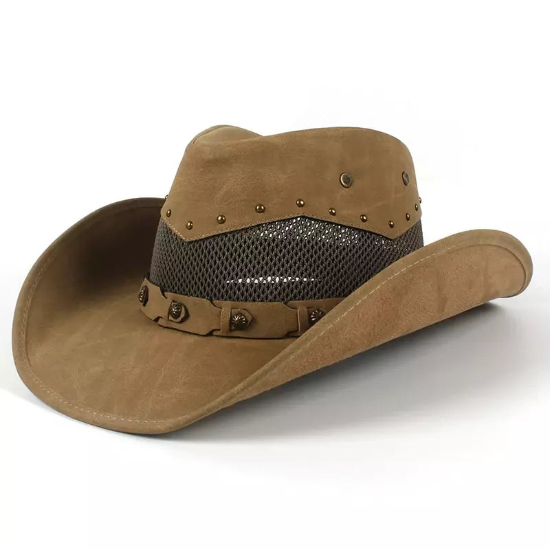 Ranch Mesh Genuine Leather Cowboy Hat