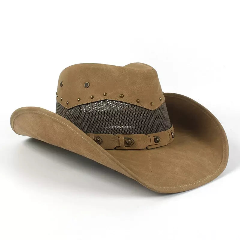 Ranch Mesh Genuine Leather Cowboy Hat