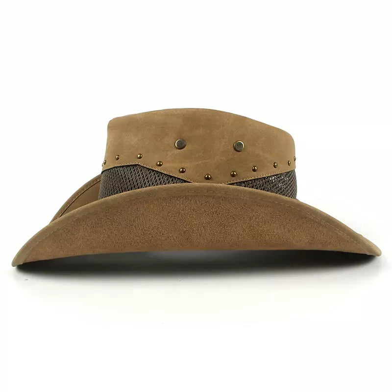 Ranch Mesh Genuine Leather Cowboy Hat