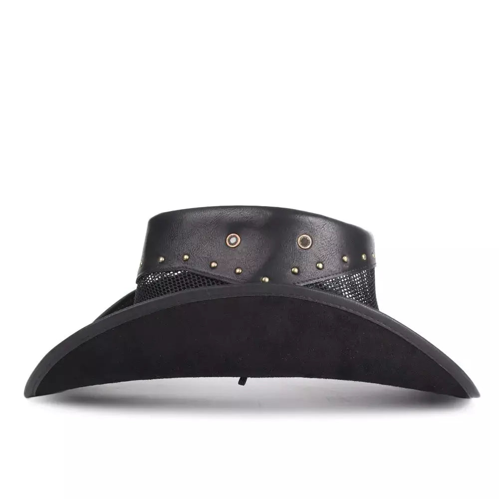 Ranch Mesh Genuine Leather Cowboy Hat