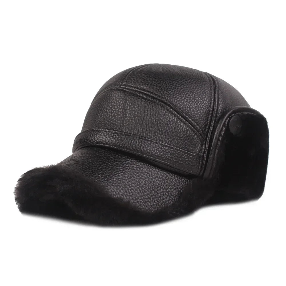 Kazan Winter Earflaps Leather Baseball Cap