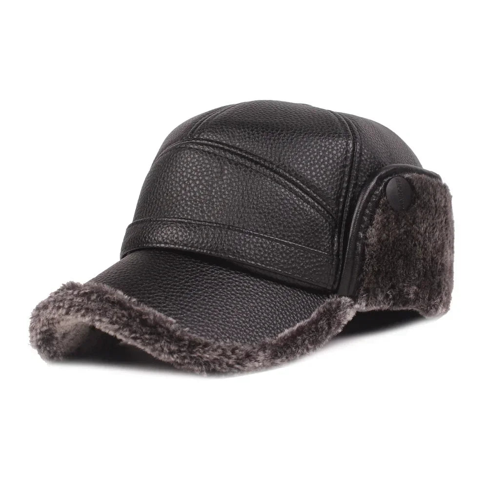 Kazan Winter Earflaps Leather Baseball Cap