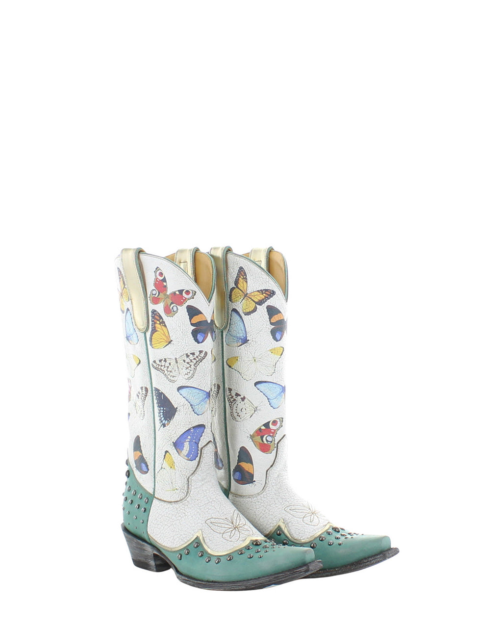 Women's Butterfly Cowgirl Boots - Taupe/Mint