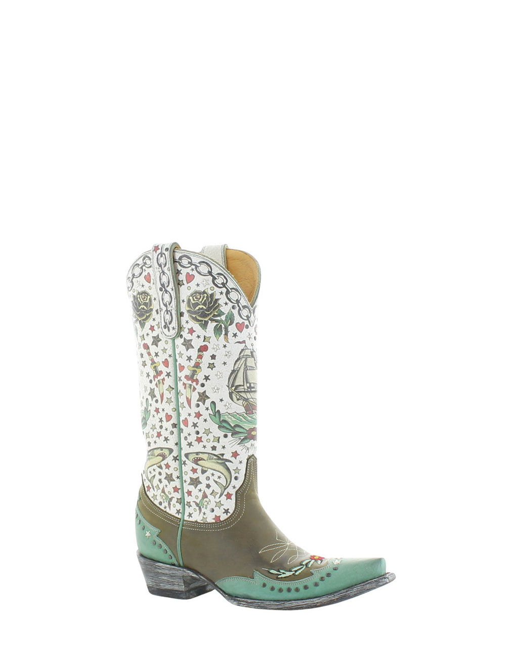 Women's Floral Cowgirl Boots - Olive - view 3