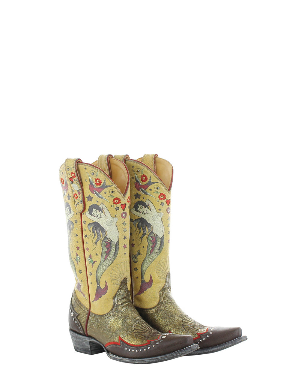Women's Goat Western Cowgirl Boots - Gold/Black