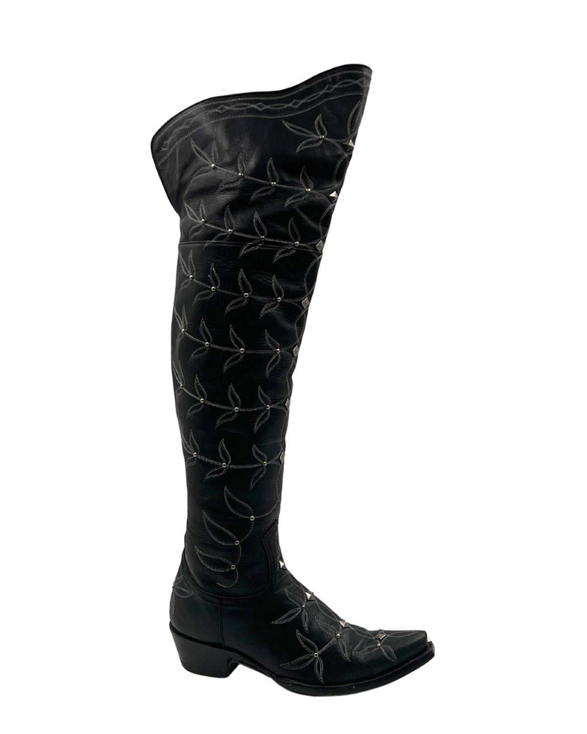 Women's Embroidered Over-the-Knee Cowgirl Boots - Black - view 3
