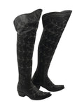Women's Embroidered Over-the-Knee Cowgirl Boots - Black
