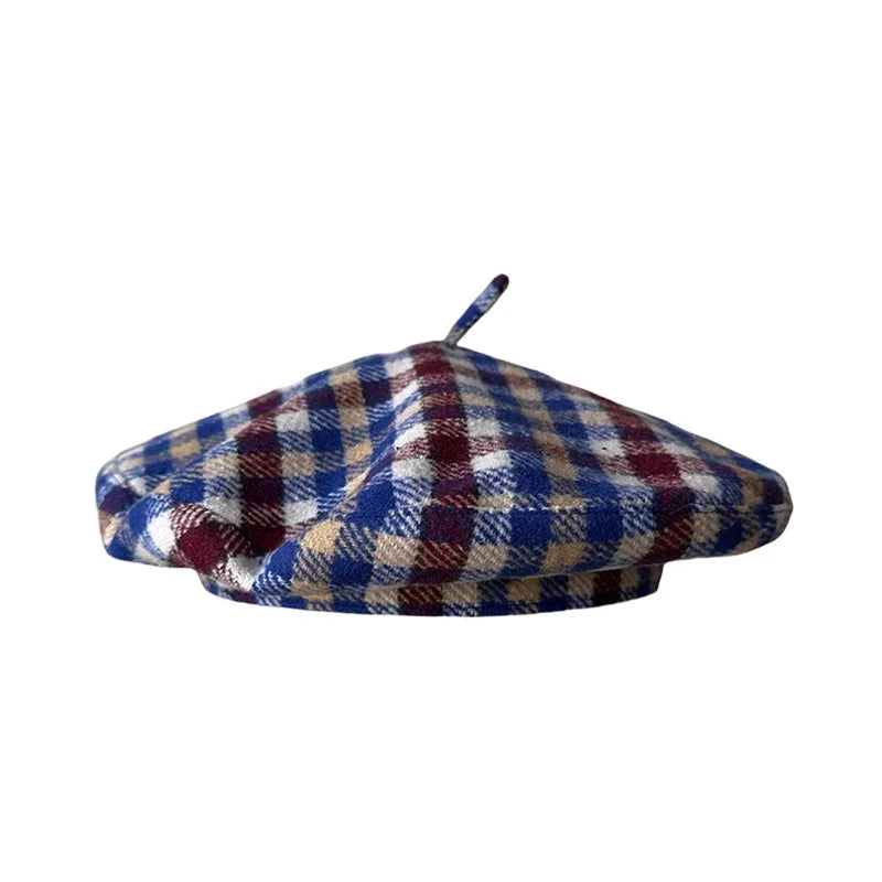 Lyon Women Plaid Houndstooth Wool Beret