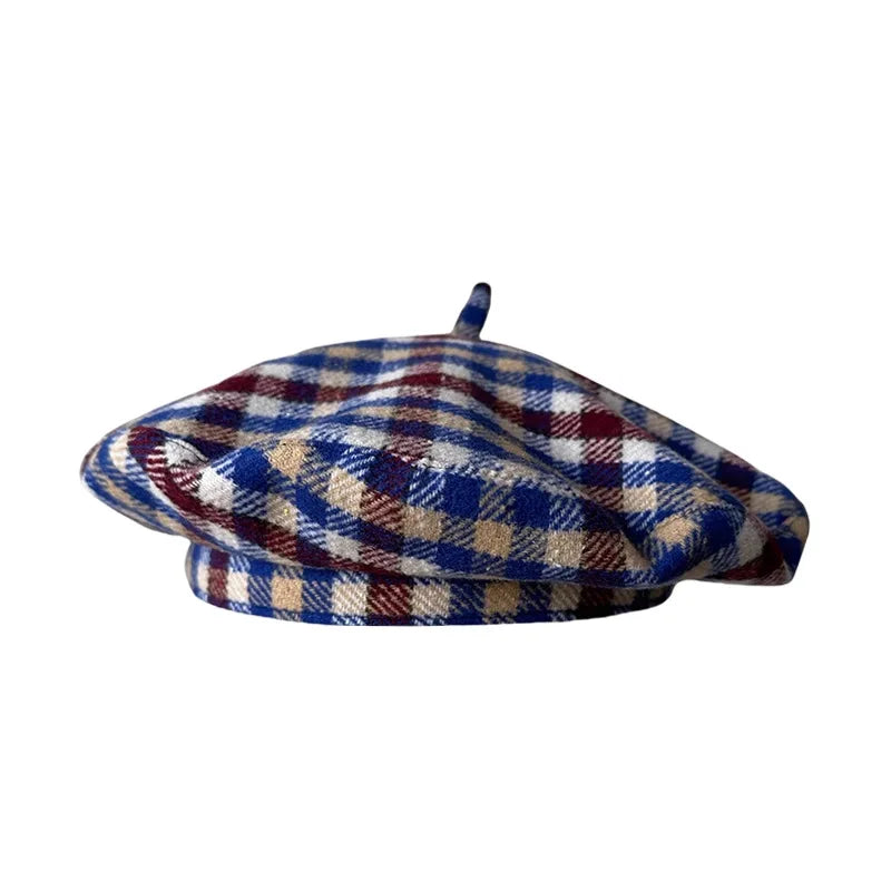 Lyon Women Plaid Houndstooth Wool Beret