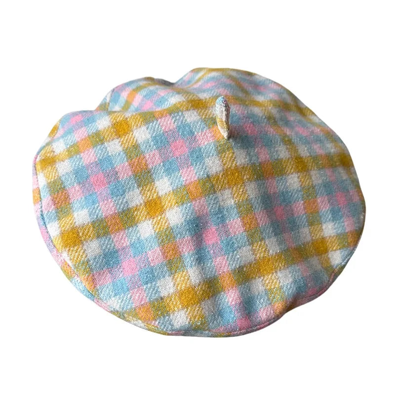 Lyon Women Plaid Houndstooth Wool Beret