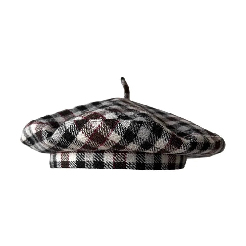 Lyon Women Plaid Houndstooth Wool Beret