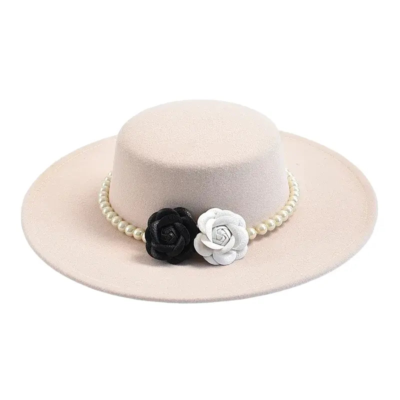 Pearls & Roses Women Wide Brim Cotton Boater Hat