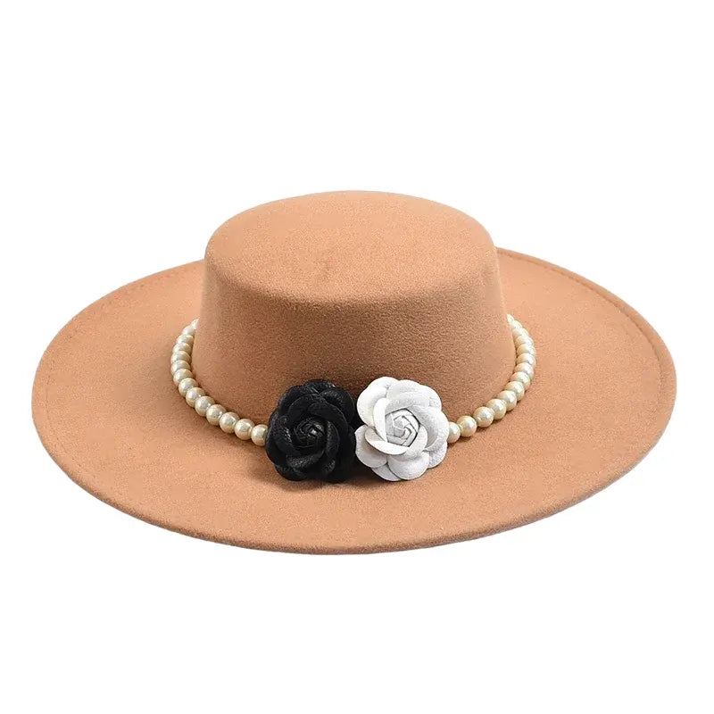 Pearls & Roses Women Wide Brim Cotton Boater Hat