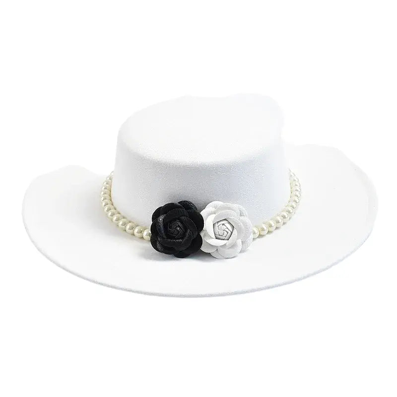 Pearls & Roses Women Wide Brim Cotton Boater Hat