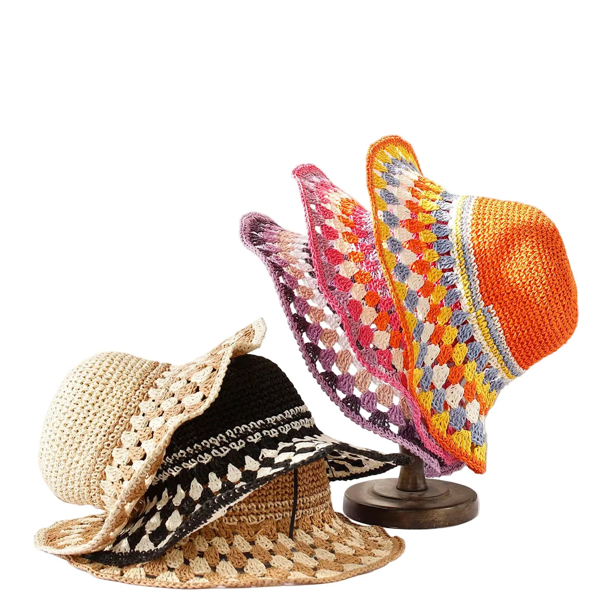Rocamadour Summer Knitted Straw Crochet Bucket Hat