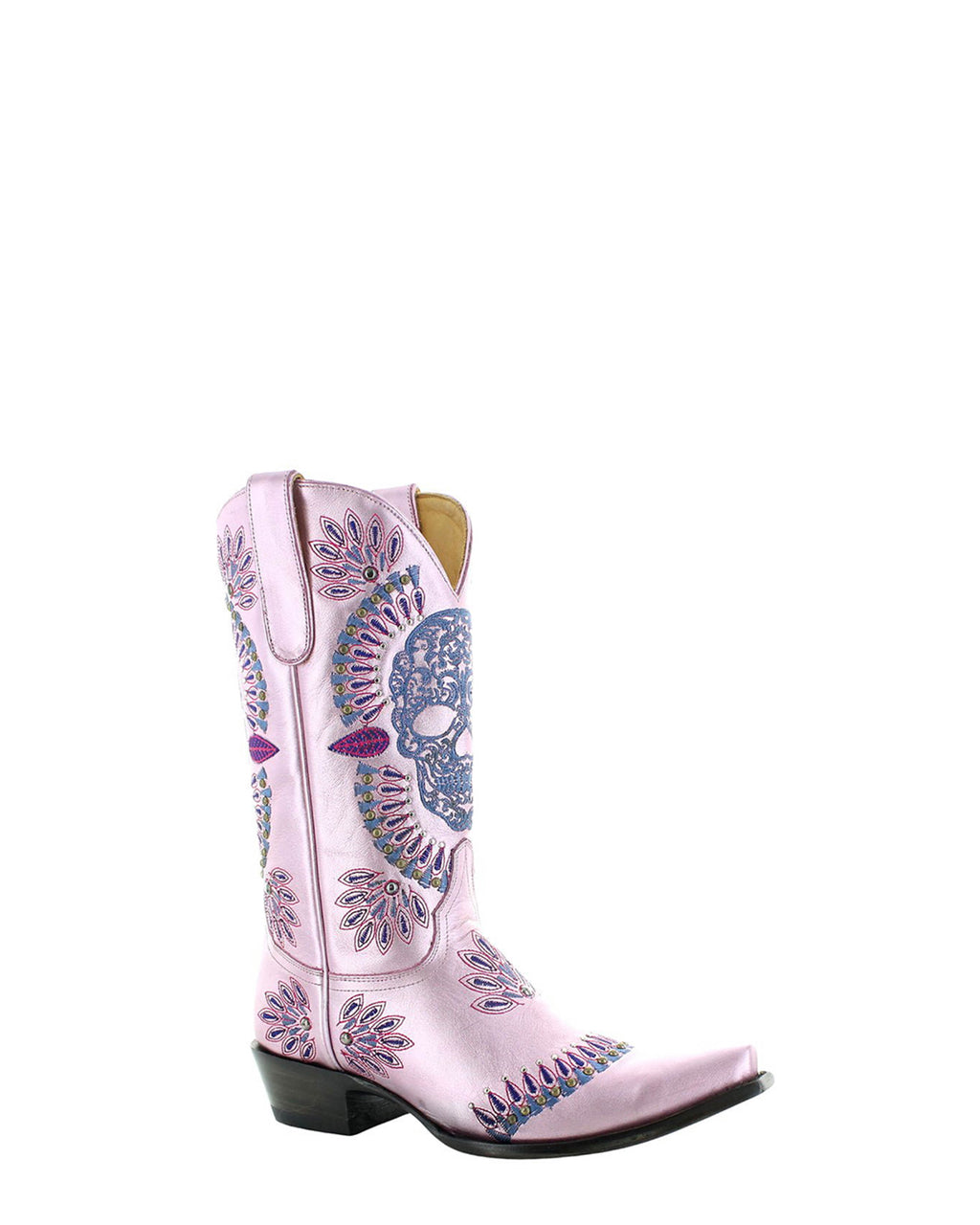 Women's Sugar Skull Embroidered Cowgirl Boots - Pink - view 3