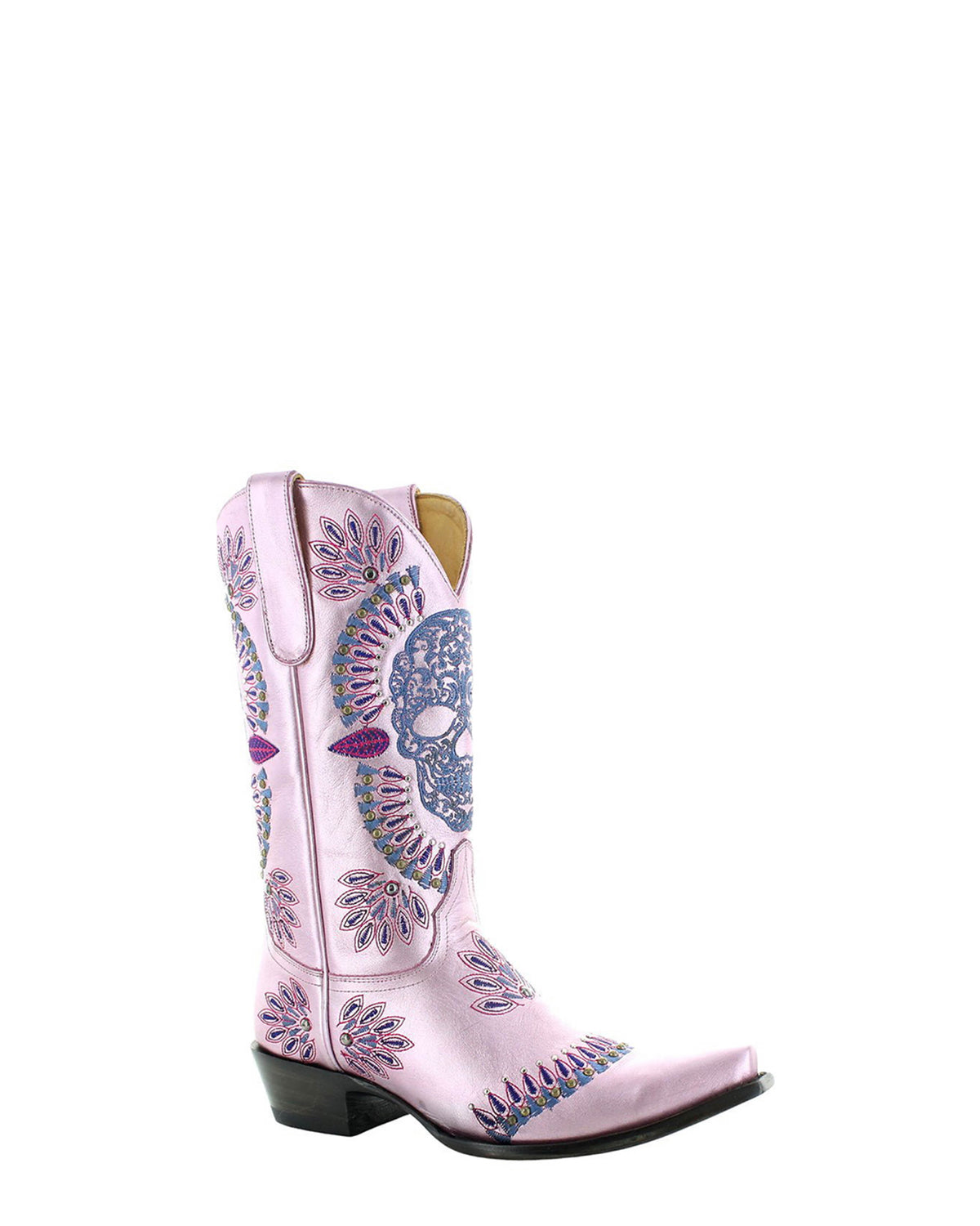 Women's Sugar Skull Embroidered Cowgirl Boots - Pink - view 3