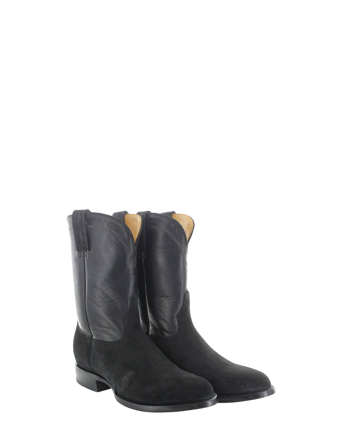 Men's Embroidered Cowboy Boots - Suede Black/Ash