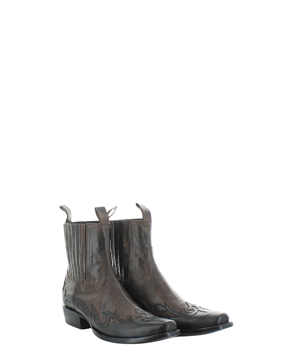 Men's Leather Western Cowboy Boots - Chocolate/Black
