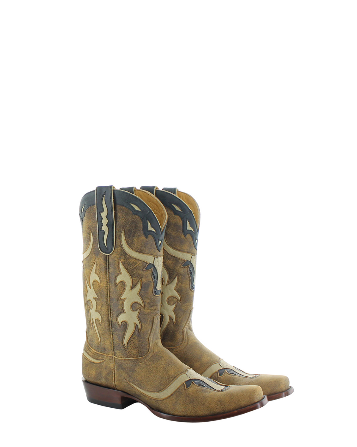 Men's Leather Western Cowboy Boots - Rust/Bone