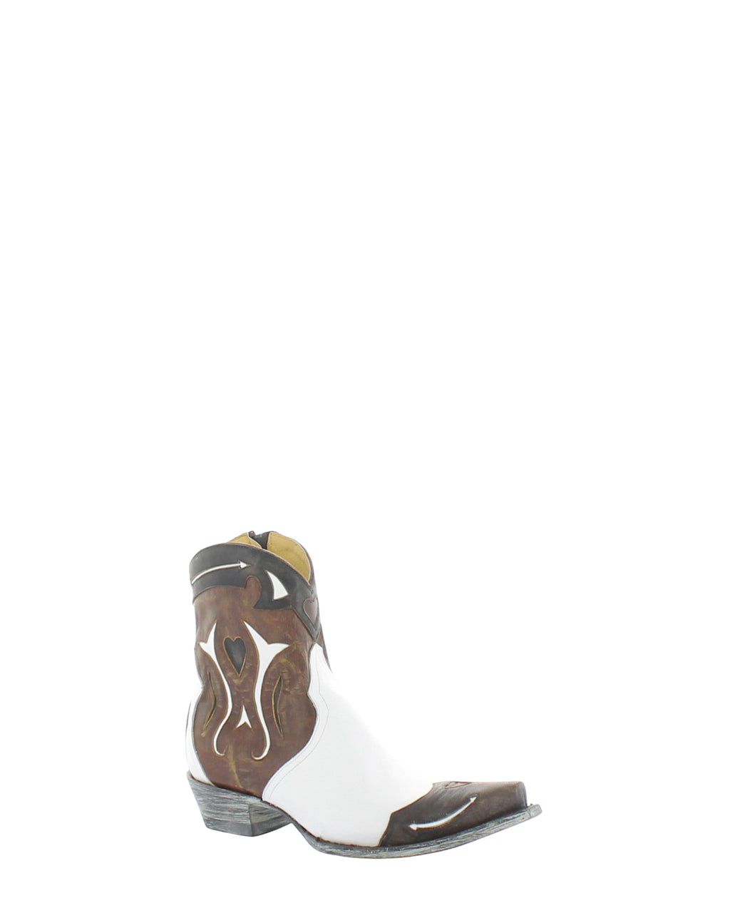 Women's Cowhide Cowgirl Booties - White/Brass - view 3