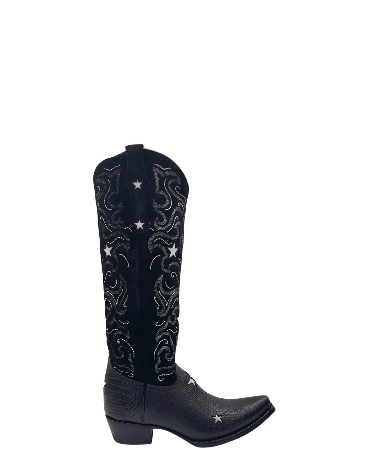 Women's Embroidered Tall Cowgirl Boots - Black - view 2