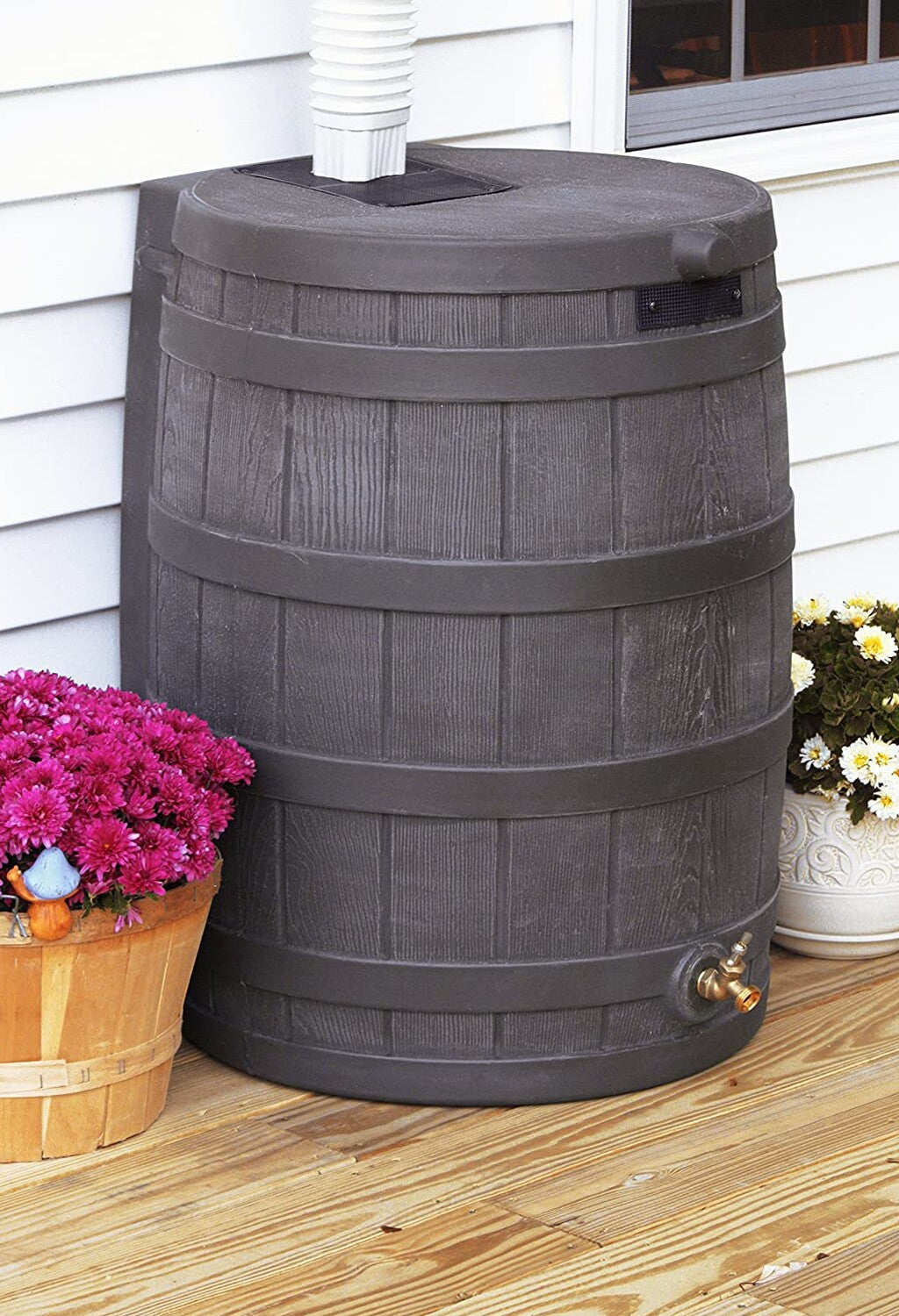 Good Ideas Rain Wizard 50 Gallon Plastic Outdoor Rain Barrel Water Storage Collector