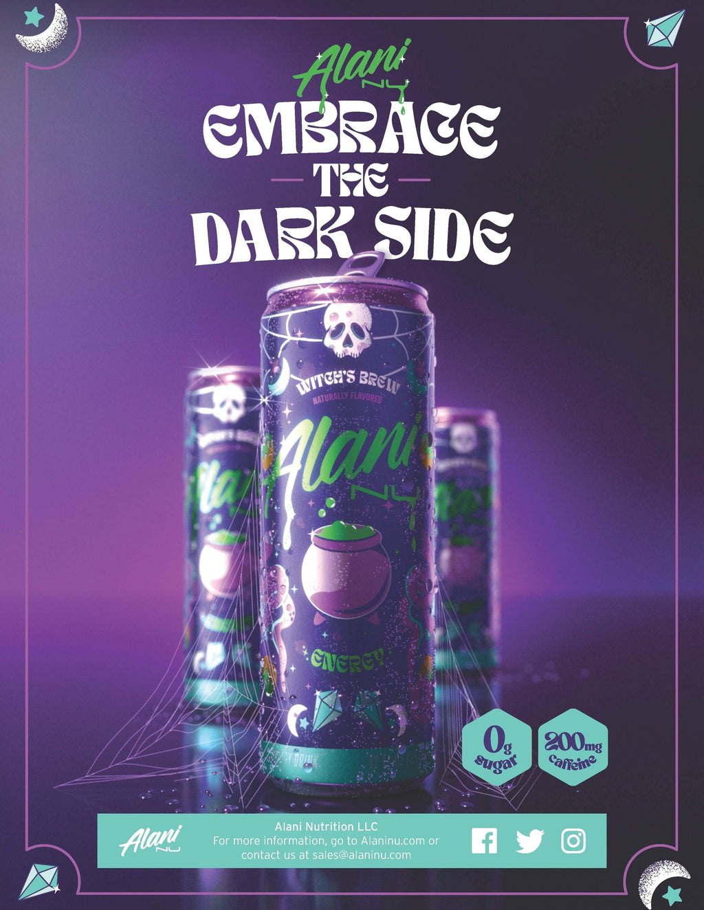 Sugar Free Energy Drink, Witch's Brew, 12 fl oz Cans, 6 Pack