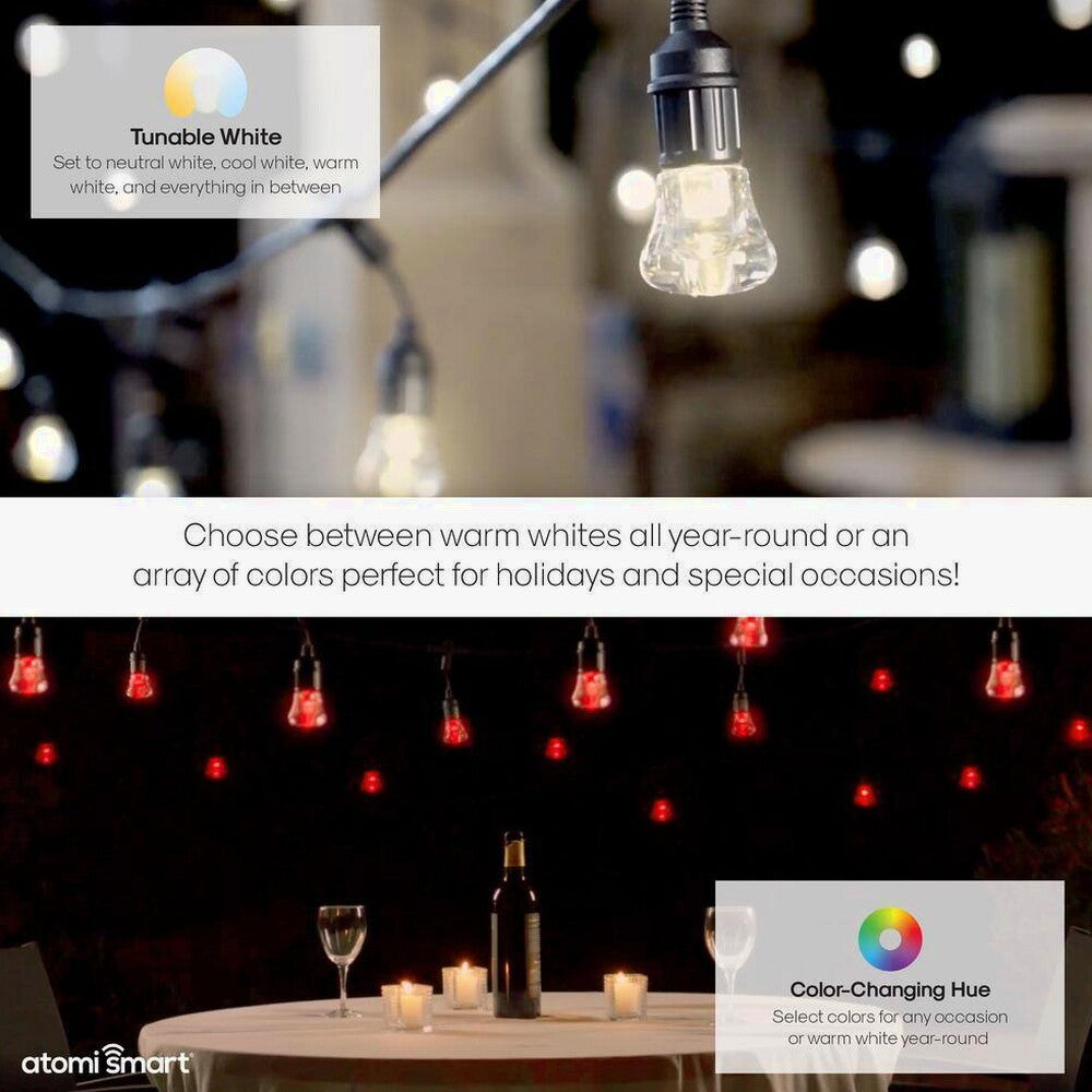 Atomi Smart WiFi Color String Lights, 24ft Waterproof LED - Alexa/Google Compatible